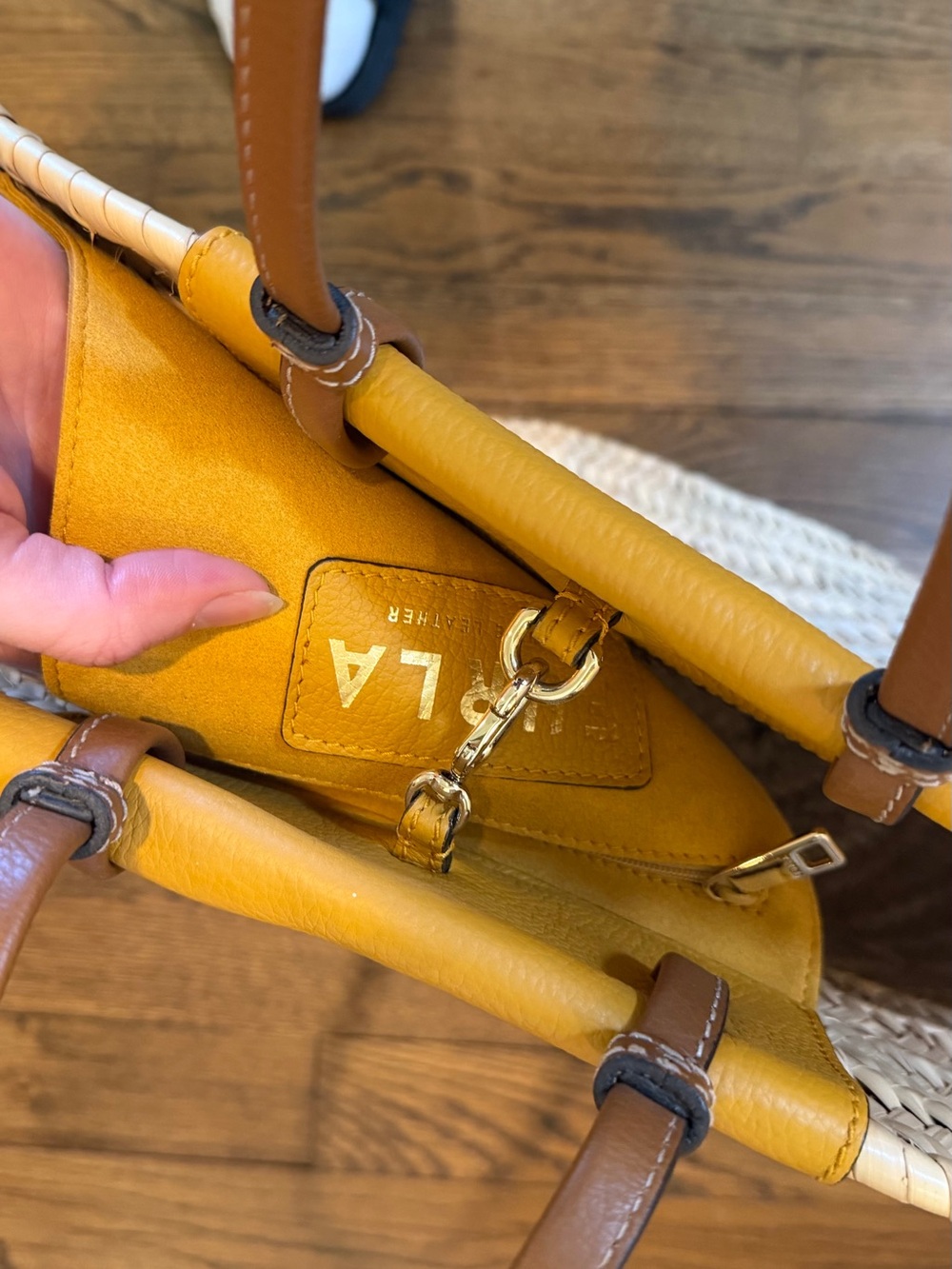 NWOT Furla Straw Tote Bag with Tan Leather Accents - Picture 3 of 8